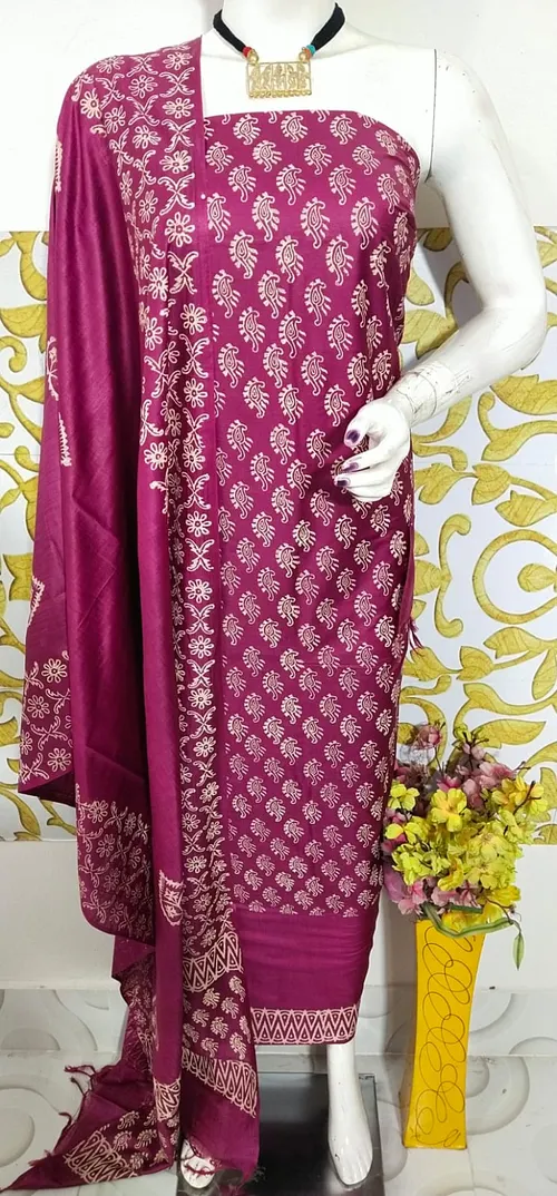 Handcrafted Hand Block Print Cotton Suit Set with Traditional Motifs